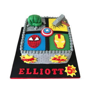 Avengers cake with Hulk fist