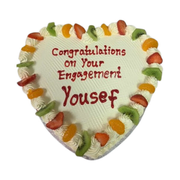 Fresh cream engagement cake