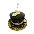 black theme flower cake