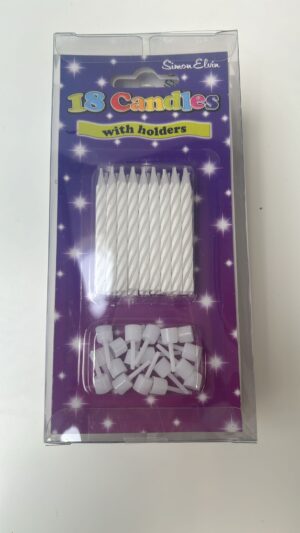 Simon Elvin 18 Glitter Spiral Candles - WHITE
