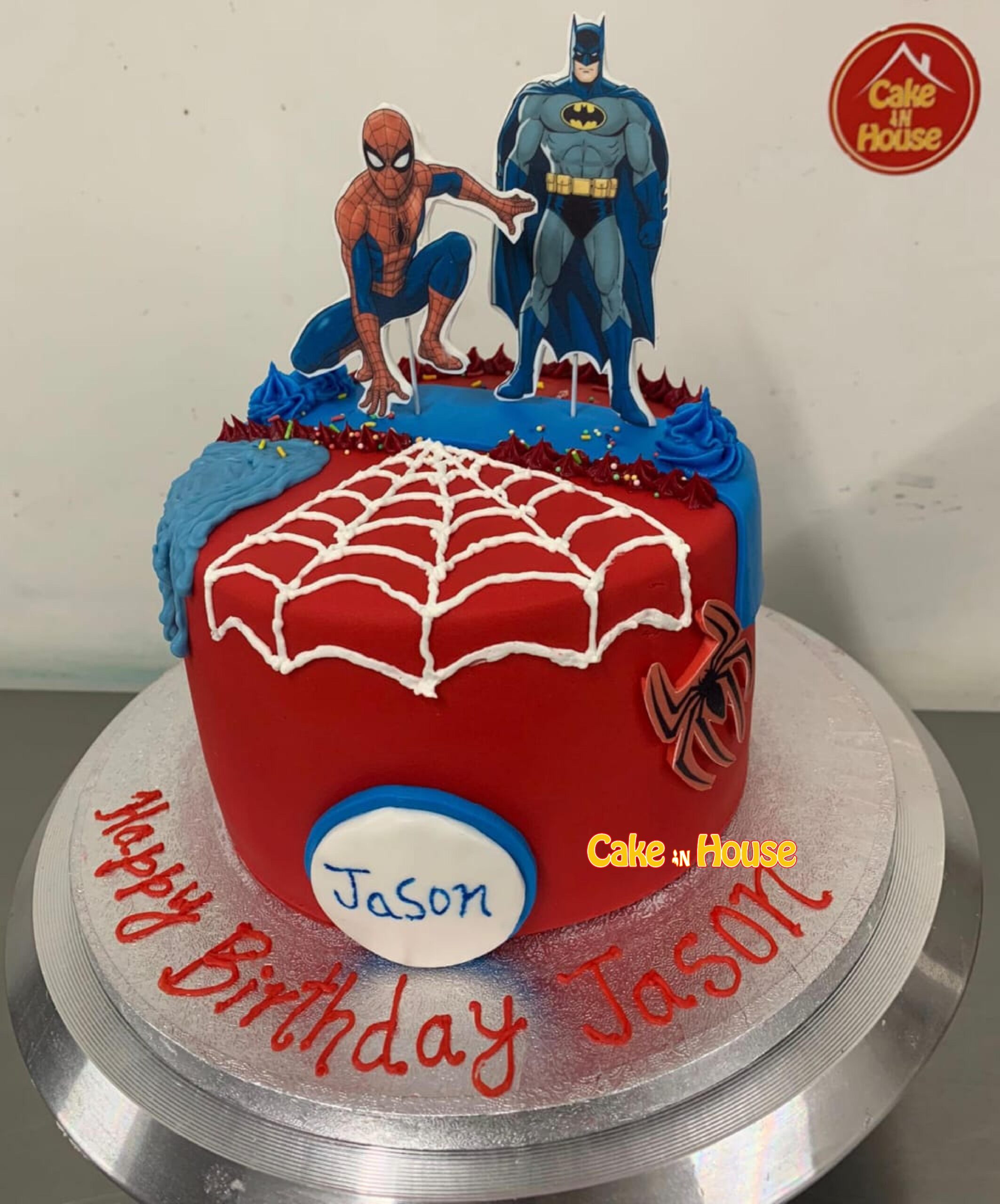 Spiderman Batman cake
