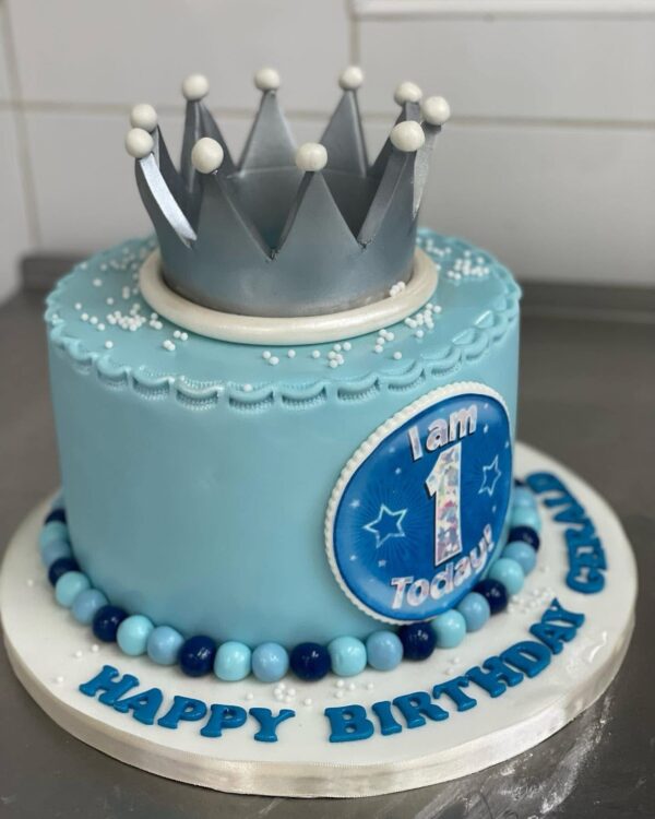 BLUE CROWN FIRST BIRTHDAY CAKE