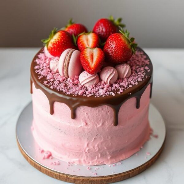 FRESH CREAM PINK STRAWBERRY CAKE