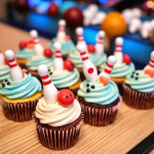 Bowling cupcakes
