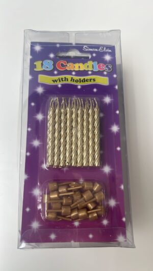 Simon Elvin 18 Glitter Candles With Holders - GOLD
