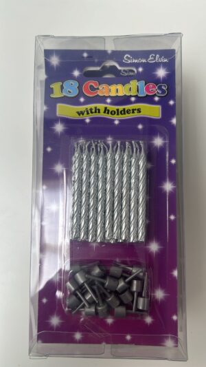 Simon Elvin 18 Glitter Candles With Holders - Silver