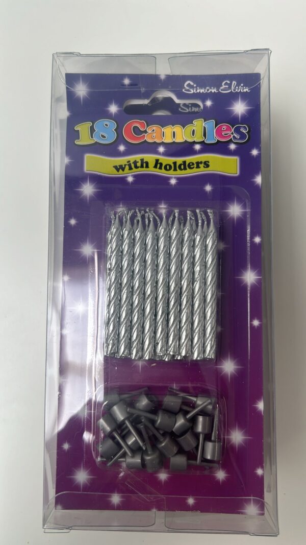 Simon Elvin 18 Glitter Candles With Holders - Silver