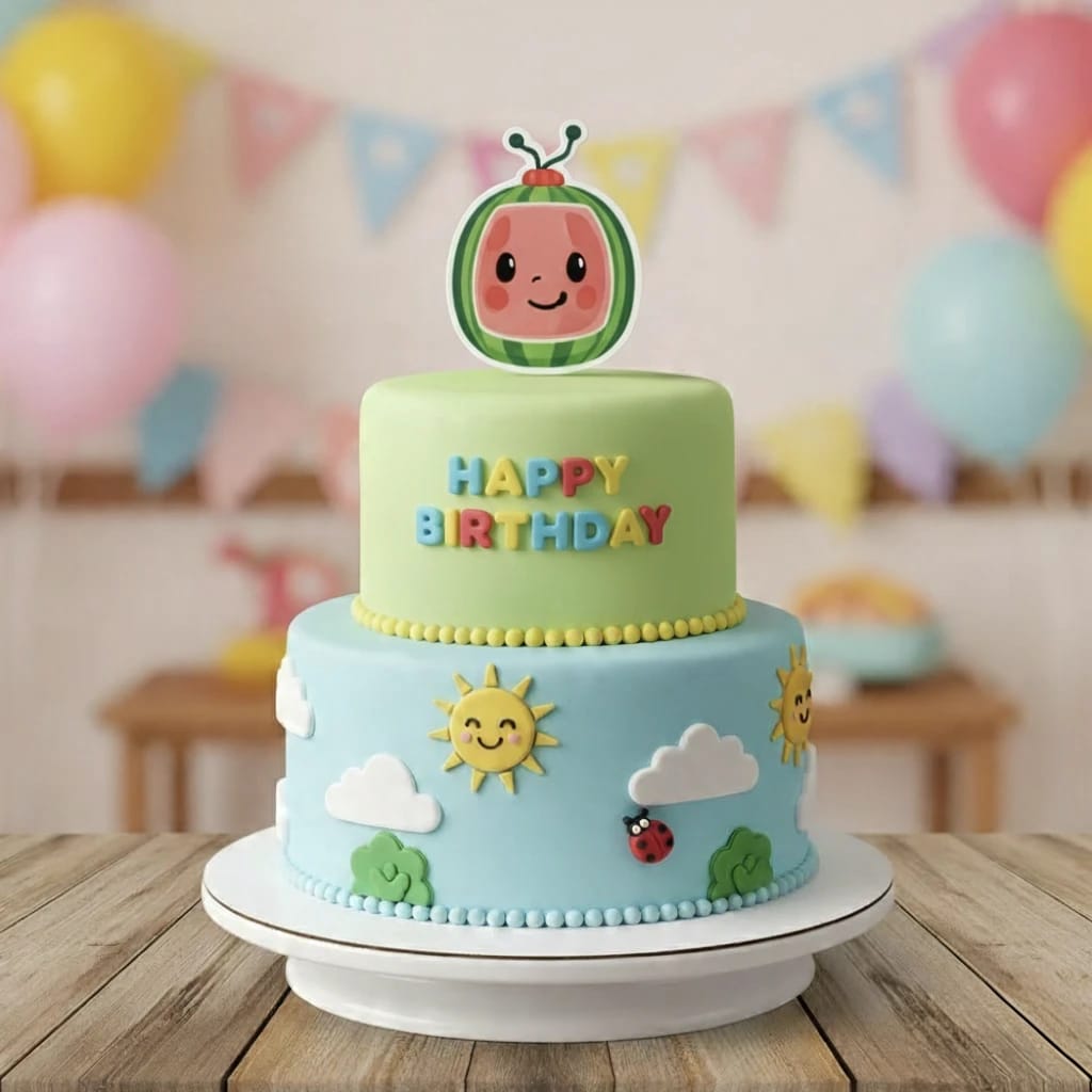 Cocomelon 2 tier Cake