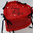 Red Heart Cake With Bow