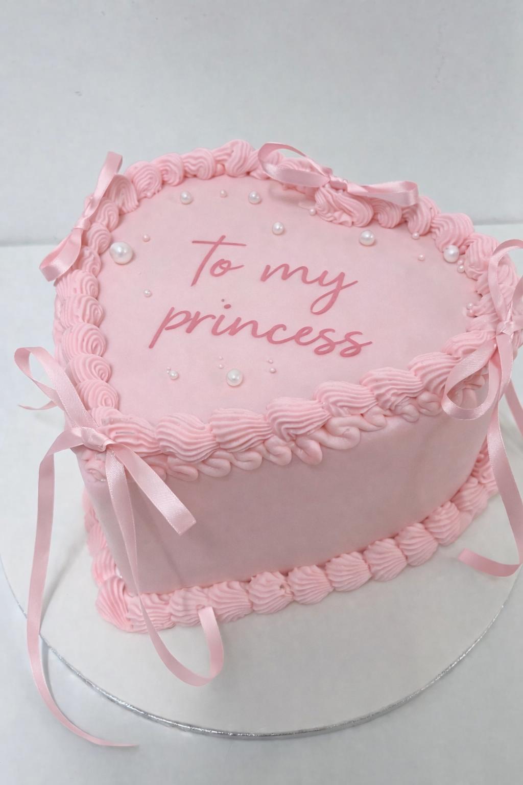 Pink Heart Cake With Bows