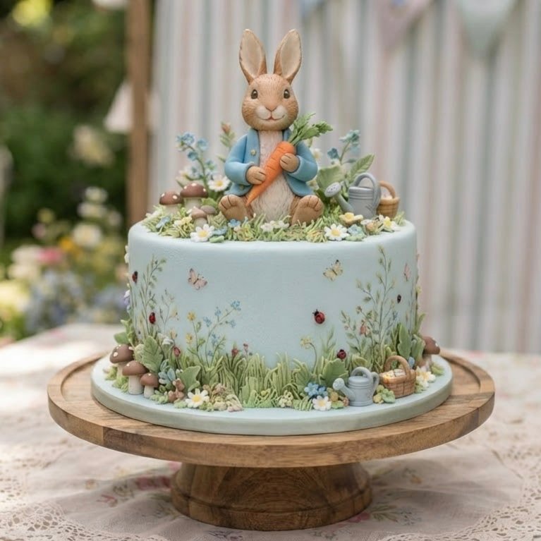Enchanting Peter Rabbit Garden Birthday Cake