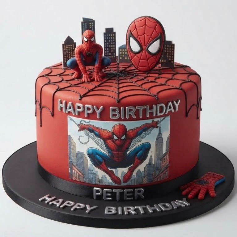 Spider-Man-Themed Birthday Cake