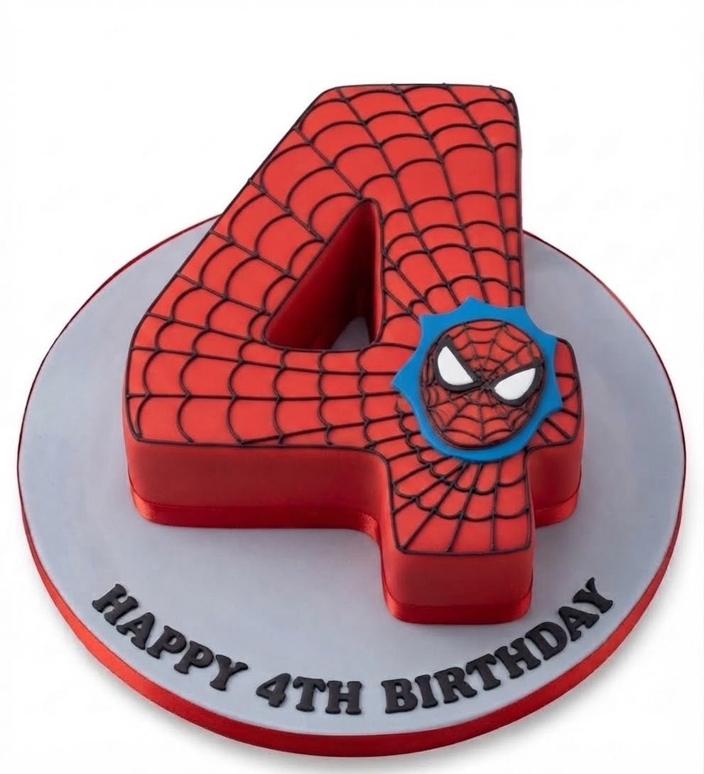 Spider-Man Theme Custom 3D Number 4 Cake